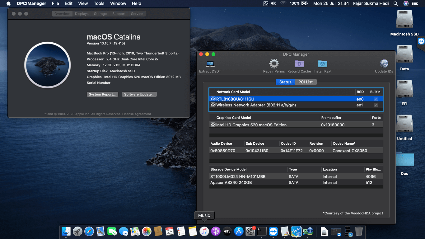 Success Hackintosh macOS Catalina 10.15.7 Build 19H15 in Asus A456UR-WX037D